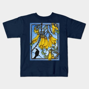 Tui in the kowhai tree Kids T-Shirt